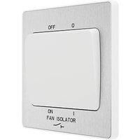 BG Electrical Evolve Fan Isolator Switch, 10A, Triple Pole, Wide Rocker, Brushed Steel