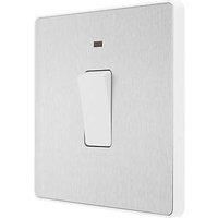 BG Electrical Evolve Double Pole with LED Indicator Switch, 20A, Brushed Steel