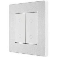 BG Electrical Evolve Double Touch Dimmer Switch, 2-Way Master, 200W, Brushed Steel