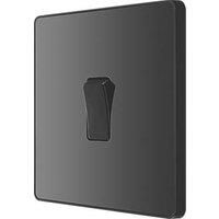 BG Electrical Evolve Single Light Switch, 20A, 2 Way, Black Chrome