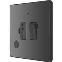 BG Electrical Evolve Fused Connection Unit with Power LED Indicator, 13A, Black Chrome