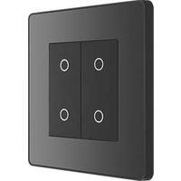 Dimmer Switch 2 Gang 2 Way LED Double Master Touch Trailing Edge Black Slim 200W