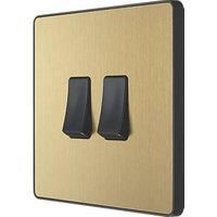 BG Evolve Brushed Brass Screwless Switches & Sockets Black Insert Full Range