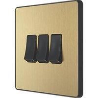 BG Evolve Brushed Brass Screwless Switches & Sockets Black Insert Full Range