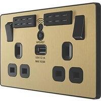 British General Double Switched Socket Wall Plug With USB WiFi 2 Gang Screwless