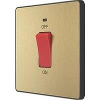 BG Electrical Evolve Cooker Control Socket, Double Pole Switch with LED Power Indicators, 13A, Satin Brass