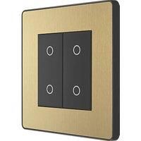 BG Electrical Evolve Double Touch Dimmer Switch, 2-Way Master, 200W, Satin Brass