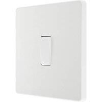 BG Electrical Evolve Pearlescent Single Light Switch, 20A, 2 Way, Pearlescent White