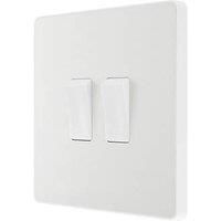 BG Electrical Evolve Double Light Switch, 20A, 2 Way, Pearlescent White