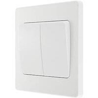 BG Electrical Evolve Double Light Switch, 20A, 2 Way, Wide Rocker, Pearlescent White