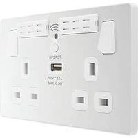 BG Electrical Evolve Wi-Fi Extender Double Switched Power Socket with USB Charging Port, 13A, Pearlescent White