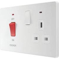 BG Electrical Evolve Cooker Control Socket, Double Pole Switch with LED Power Indicators, 13A, Pearlescent White