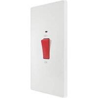 BG Electrical Evolve Double Pole Rectangular Switch with LED Power Indicator, 45A, Pearlescent White