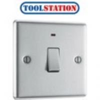 BG Brushed Steel 20A DP Switch 20A + Neon