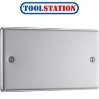 BG Brushed Steel Blank Plate 2 Gang