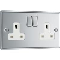 BG Polished 13A DP Switched Socket 2 Gang in Chrome Steel