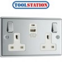 BG Polished Chrome 13A Switched Socket + A & C Type USB 2 Gang + 2 USB (4.2A)