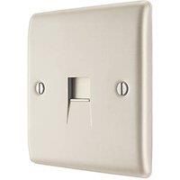 British General 1 gang Raised Pearl nickel effect Telephone socket