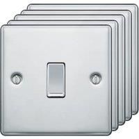 BG 10Ax Screwed Raised Plate Single Switch 2 Way 5 Pack - Polished Chrome