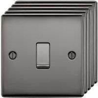 BG 10Ax Screwed Raised Plate Single Switch 2 Way 5 Pack- Black Nickel