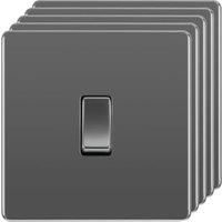 BG 10Ax Screwless Flat Plate Single Switch 2 Way 5 Pack - Black Nickel