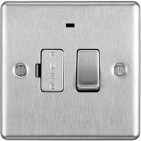 BG 13A Screwed Raised Plate Switched Fused Connection Unit With Power Indicator - Brushed Steel