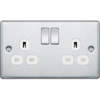 BG Raised Edge Double Switch 13A Power Socket Polished CHROME Brand New