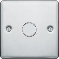 BG 400W Screwed Raised Plate Single Dimmer Switch 2-Way Push On/Off - Polished Chrome