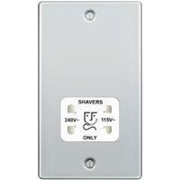 BG Screwed Raised Plate Dual Voltage Shaver Socket - Polished Chrome