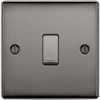 BG 10Ax Screwed Raised Plate Single Switch 2 Way - Black Nickel
