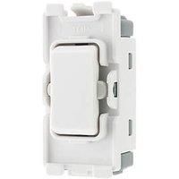 British General Nexus Grid 20A 2-Way Grid Retractive Switch Module 'Press' Off Centre White (332RF)