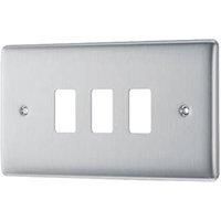BG Nexus Metal Grid Plate Switch Modules Faceplate Brushed Steel Satin NBS Range