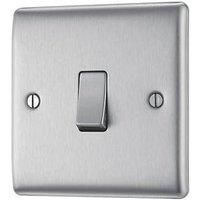 Bg Brushed Steel 20A 2 Way 1 Gang Light Switch