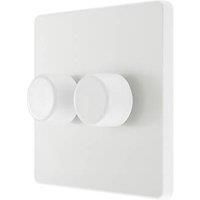 BG Electrical Evolve Double Dimmer Switch, 2-Way Push On/Off, 200W, Pearlescent White