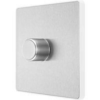 BG Electrical Evolve Single Dimmer Switch, 2-Way Push On/Off, 200W, Brushed Steel