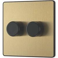 Dimmer Switch Trailing Edge Double Push Rotary Control 2 Gang 2 Way Satin Brass