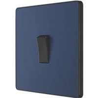 BG Electrical Evolve Single Intermediate Light Switch, 20A, Matt Blue