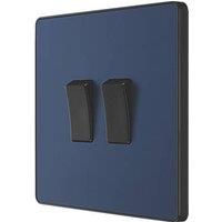 BG Electrical Evolve Double Light Switch, 20A, 2 Way, Matt Blue