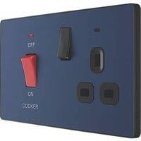 BG Electrical Evolve Cooker Control Socket, Double Pole Switch with LED Power Indicators, 13A, Matt Blue