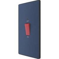 BG Electrical Evolve Double Pole Rectangular Switch with LED Power Indicator, 45A, Matt Blue