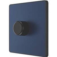 BG Electrical Evolve Single Dimmer Switch, 2-Way Push On/Off, 200W, Matt Blue