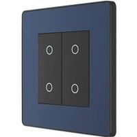 BG Electrical Evolve Double Touch Dimmer Switch, 2-Way Master, 200W, Matt Blue