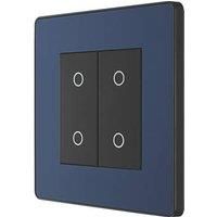 BG Electrical Evolve Double Touch Dimmer Switch, 2-Way Secondary, 200W, Matt Blue