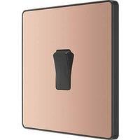 BG Electrical Evolve Single Light Switch, 20A, 2 Way, Polished Copper