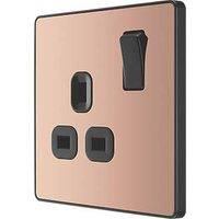 BG Electrical Evolve Single Switched Power Socket, 13A, Polished Copper