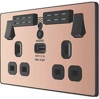 BG Electrical Evolve Wi-Fi Extender Double Switched Power Socket with USB Charging Port, 13A, Polished Copper