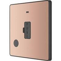BG Electrical Evolve Unswitched Fused Connection Unit with Power LED Indicator, 13A, Polished Copper