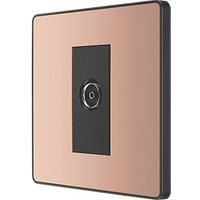 BG Evolve PCDCP60B Polished Copper Co-Axial Socket Outlet - Black Insert