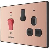 BG Electrical Evolve Cooker Control Socket, Double Pole Switch with LED Power Indicators, 13A, Polished Copper