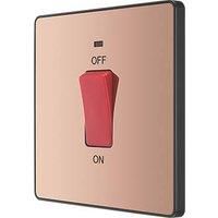 BG Electrical Evolve Double Pole Square Switch with LED Power Indicator, 45A, Polished Copper